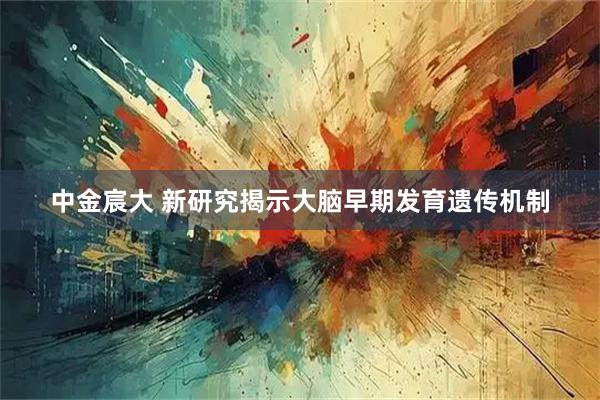中金宸大 新研究揭示大脑早期发育遗传机制
